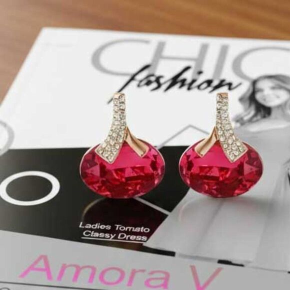 2/$40 Ladies Red Crystal Earrings  - Picture 5 of 11